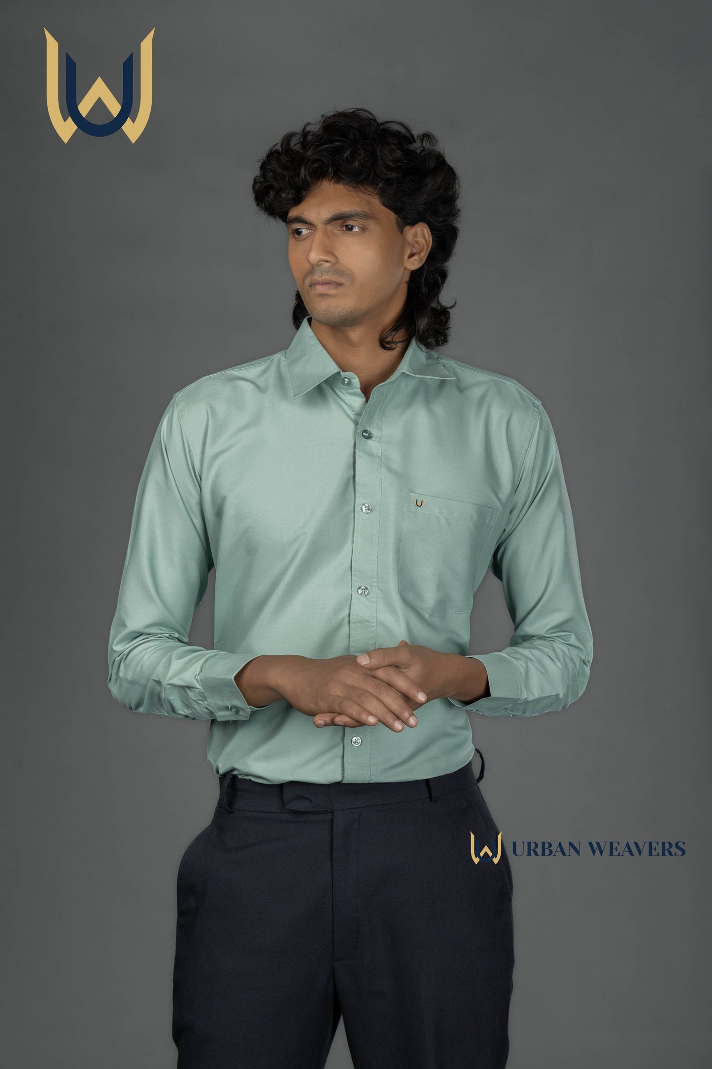 Cyan Solid Shirt