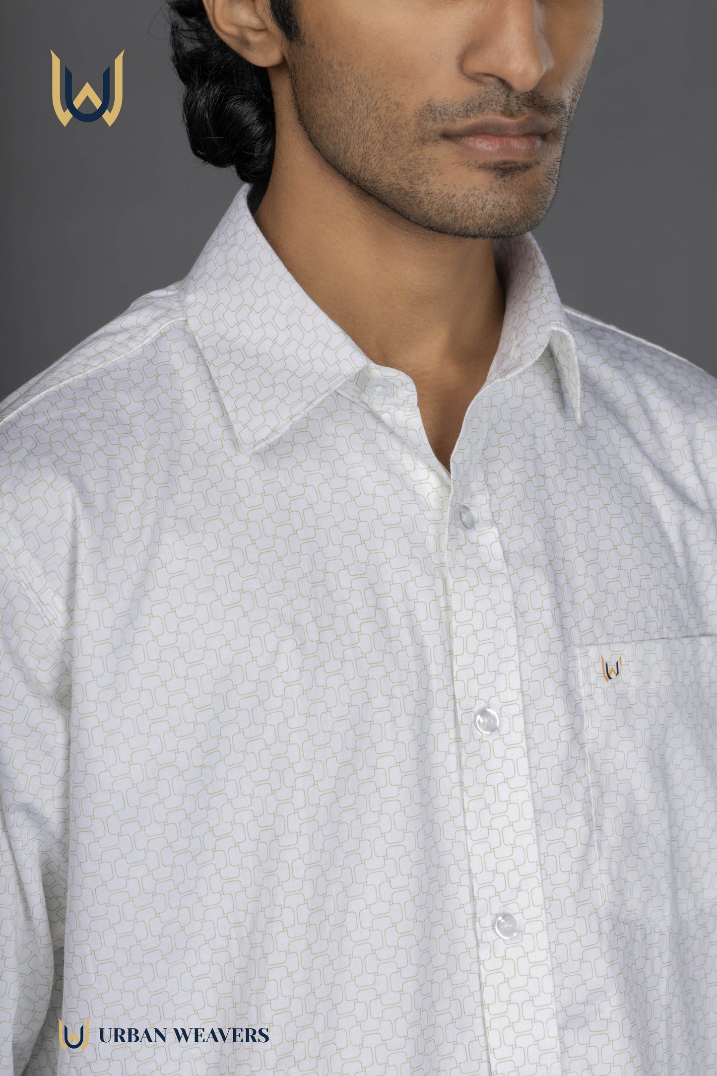 Satin Print – White & Green