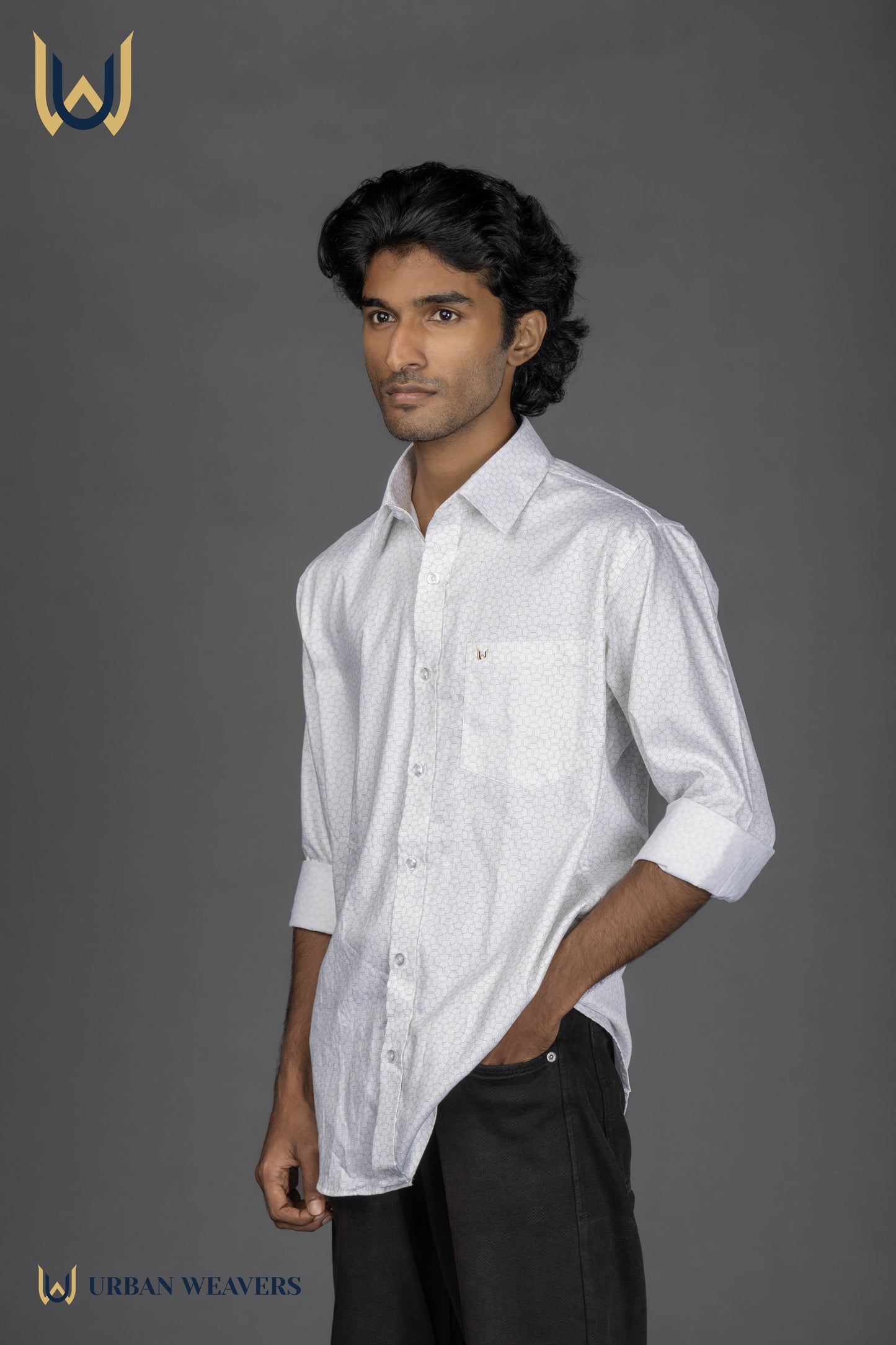 Satin Print – White & Green