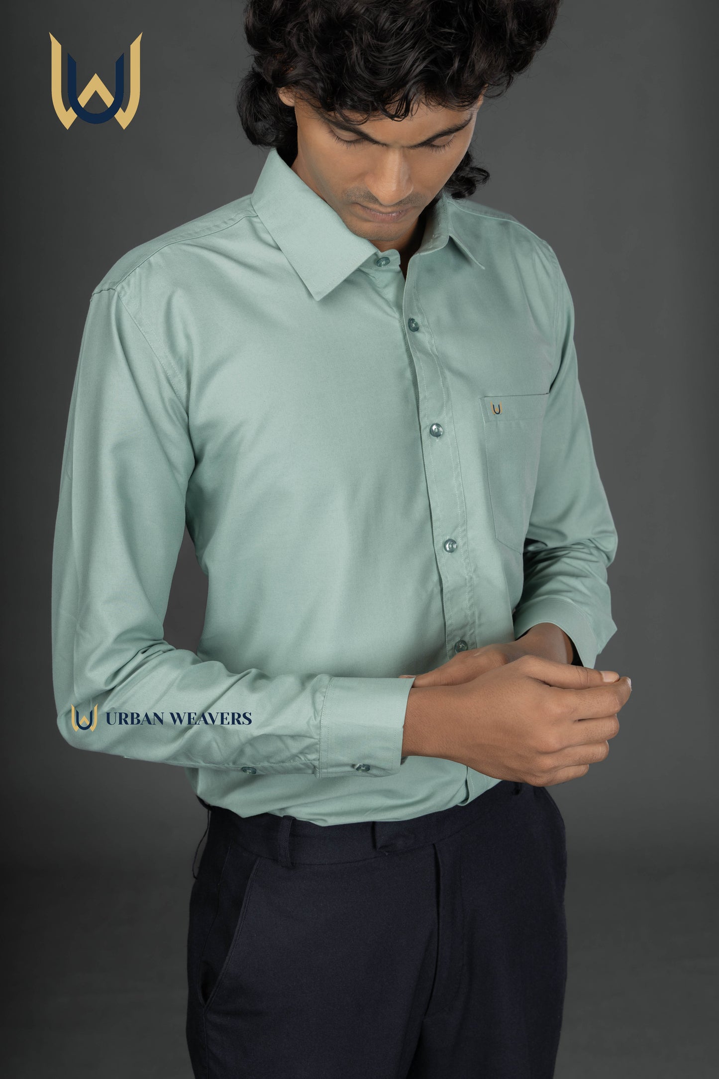 Cyan Solid Shirt
