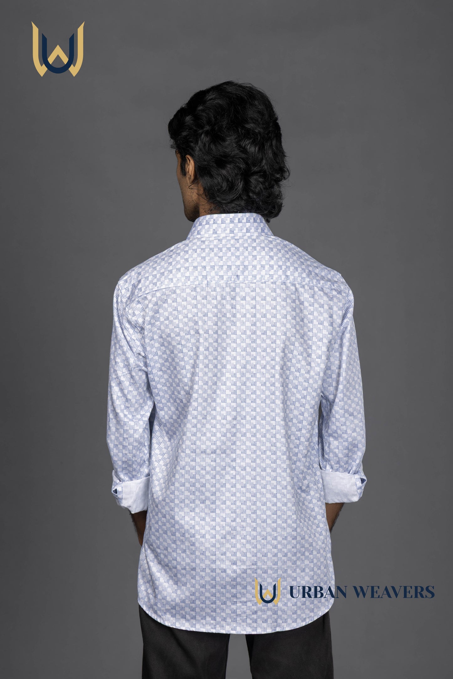 Satin Print – White & Blue