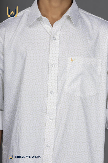 Satin Print – White & Green