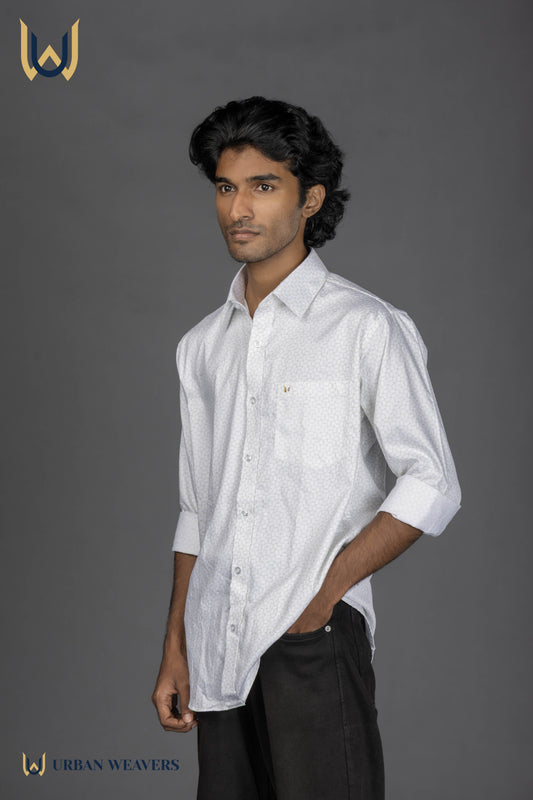 Satin Print – White & Green